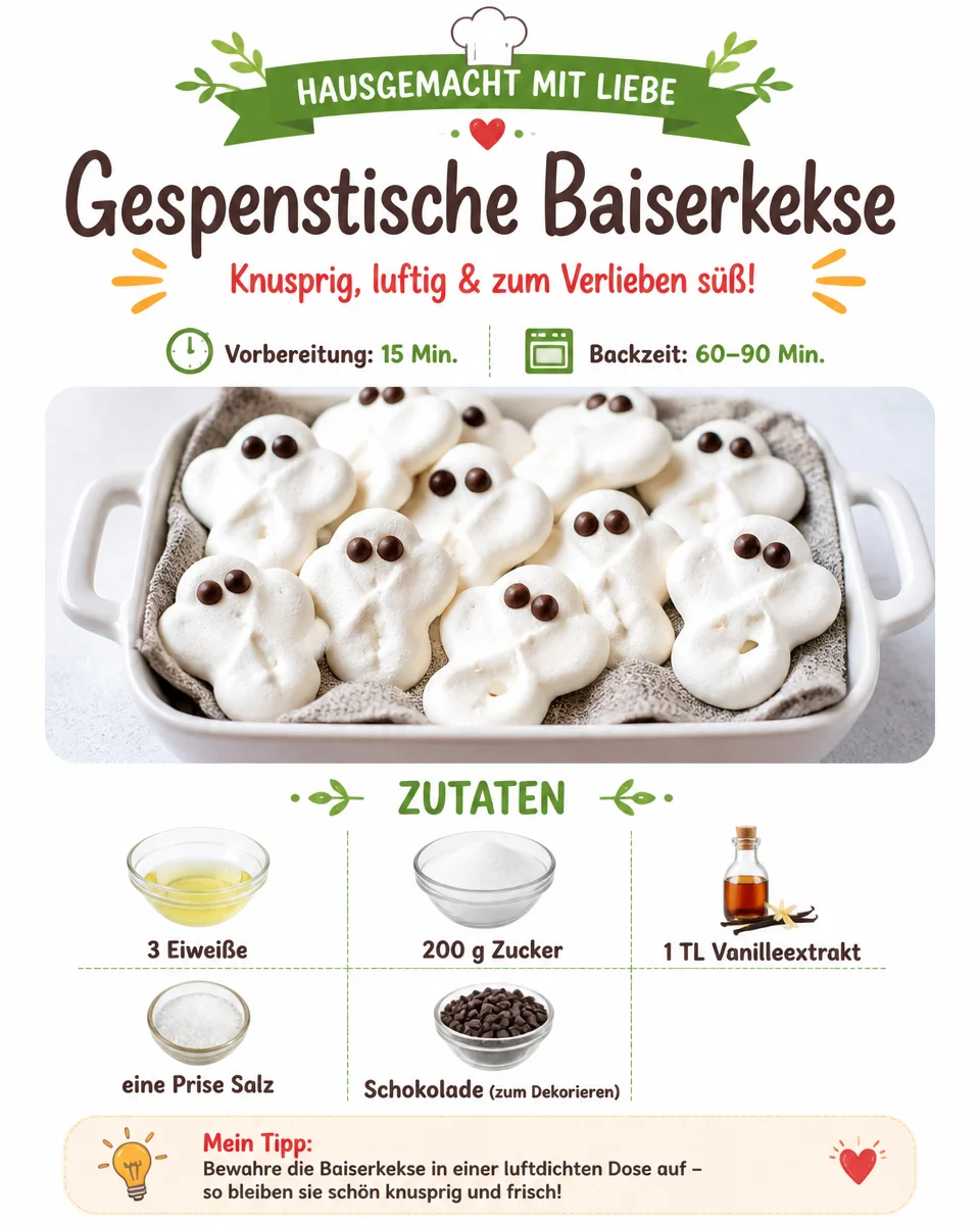 Gespenstische Baiserkekse für Halloween
