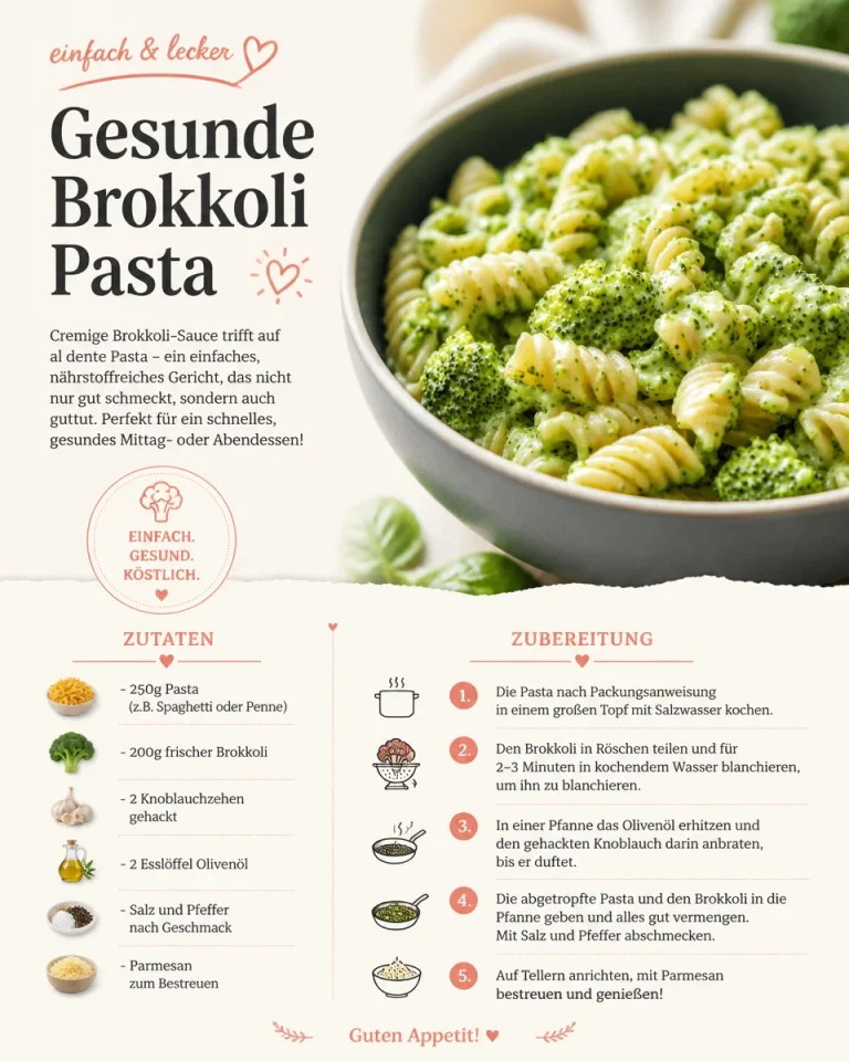 Gesunde Brokkoli Pasta mit frischem Gemüse und Kräutern auf einem Teller