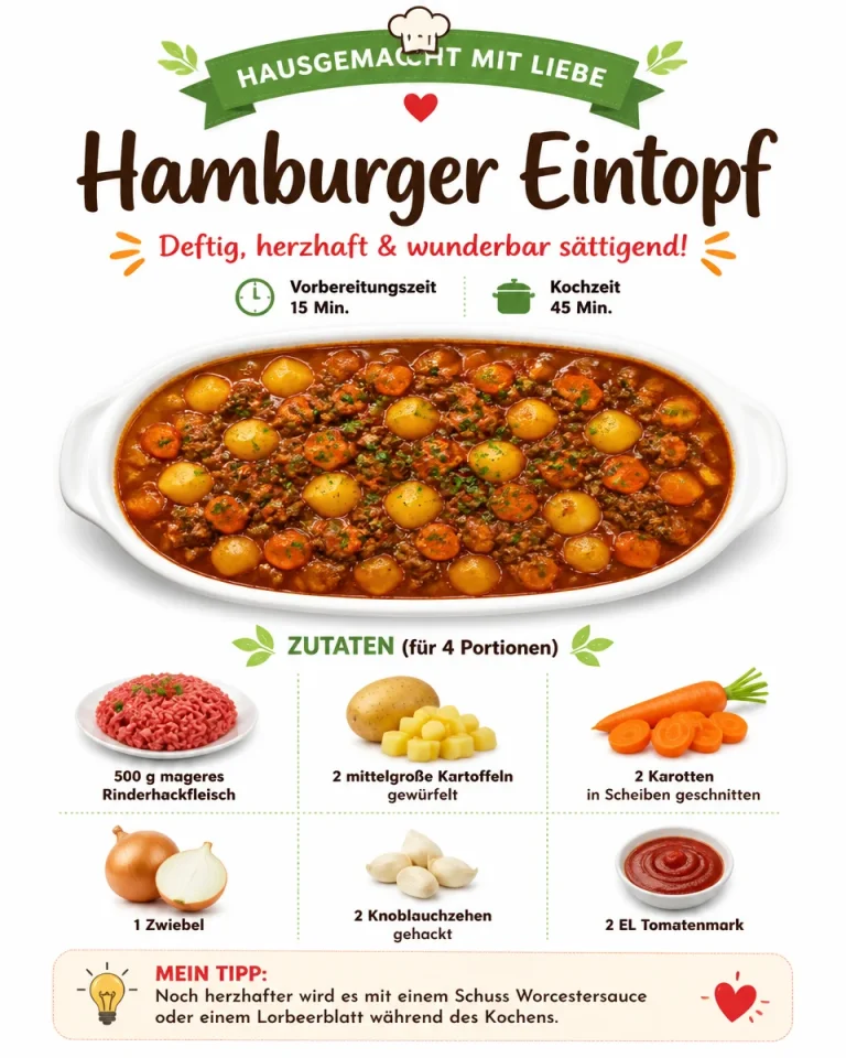 Schüssel mit Hamburger Eintopf, einem herzhaften deutschen Gericht