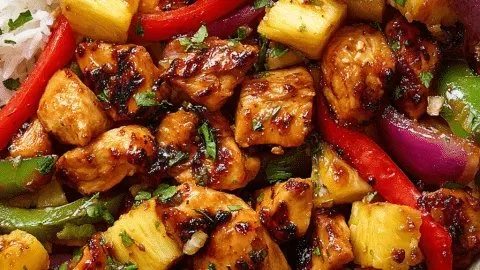 Hawaiianisches Hühnchen auf einem Blech