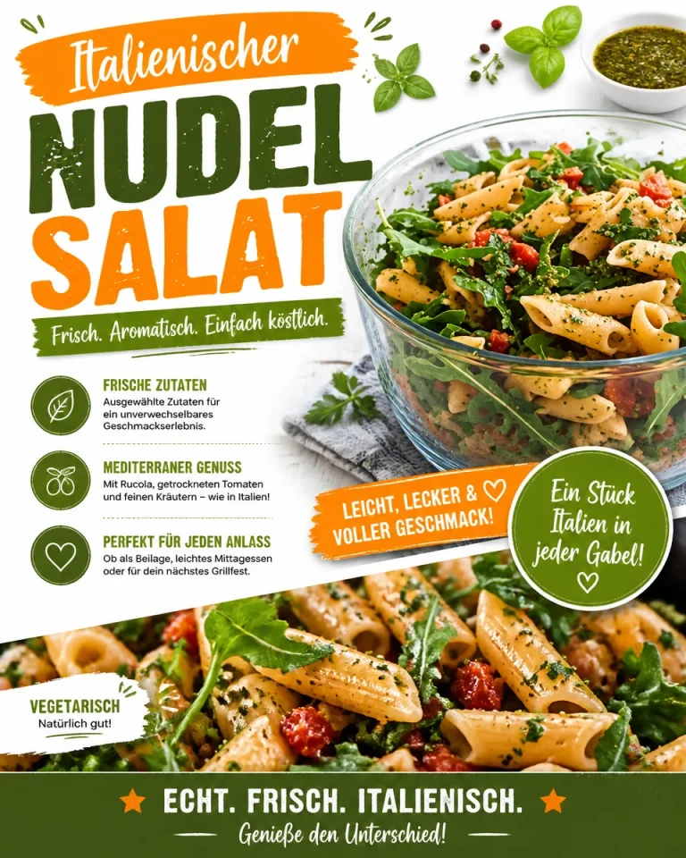 Italienischer Nudelsalat mit frischem Gemüse und aromatischem Dressing