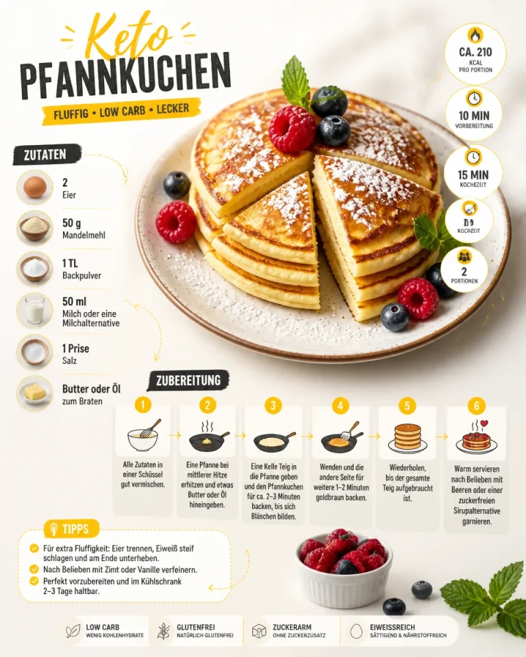 Deliziosi Keto-Pfannkuchen - gesunde und einfache Rezept-Idee für eine ketogene Diät.