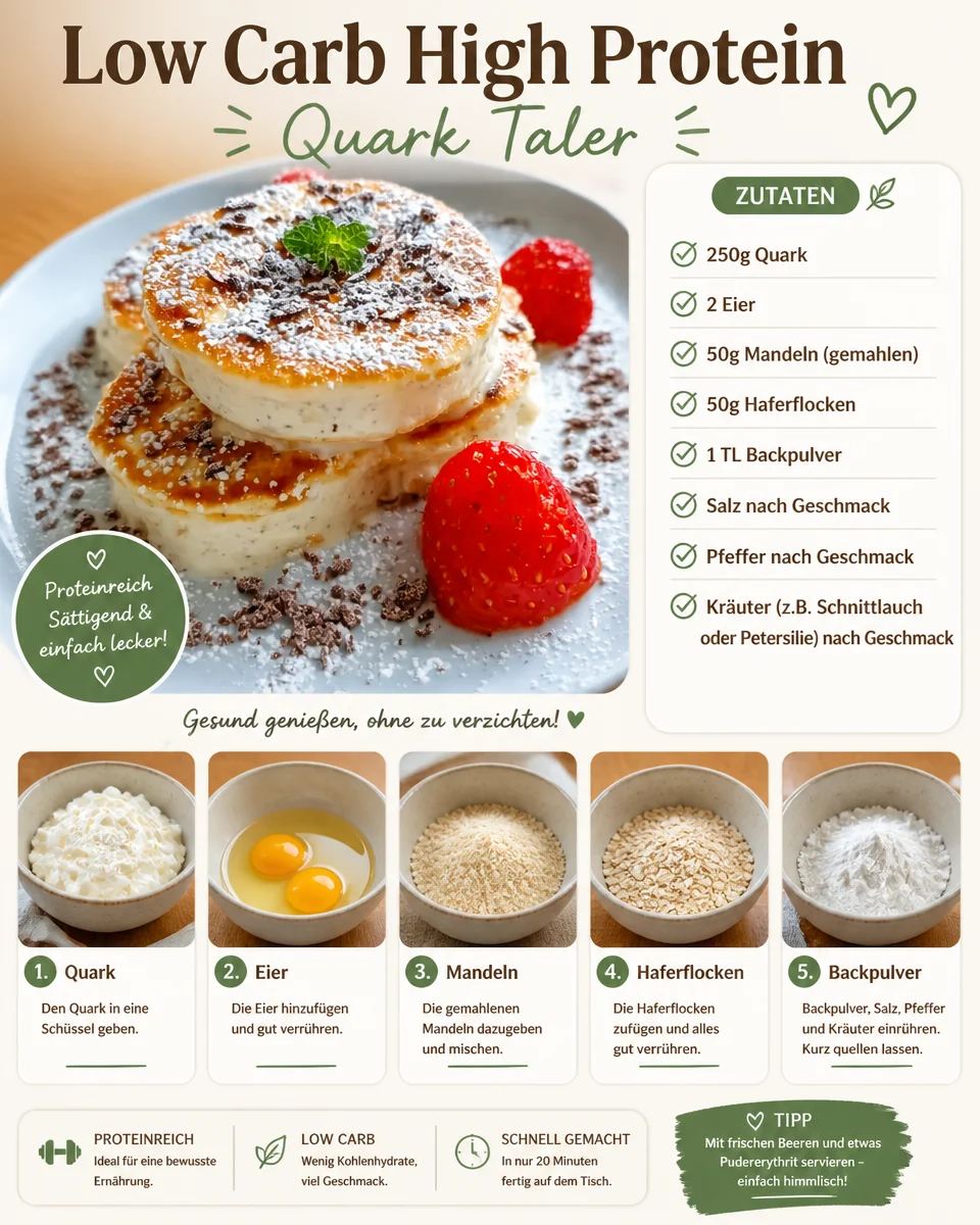 Hochprotein Quark Taler, köstliches Low Carb Rezept