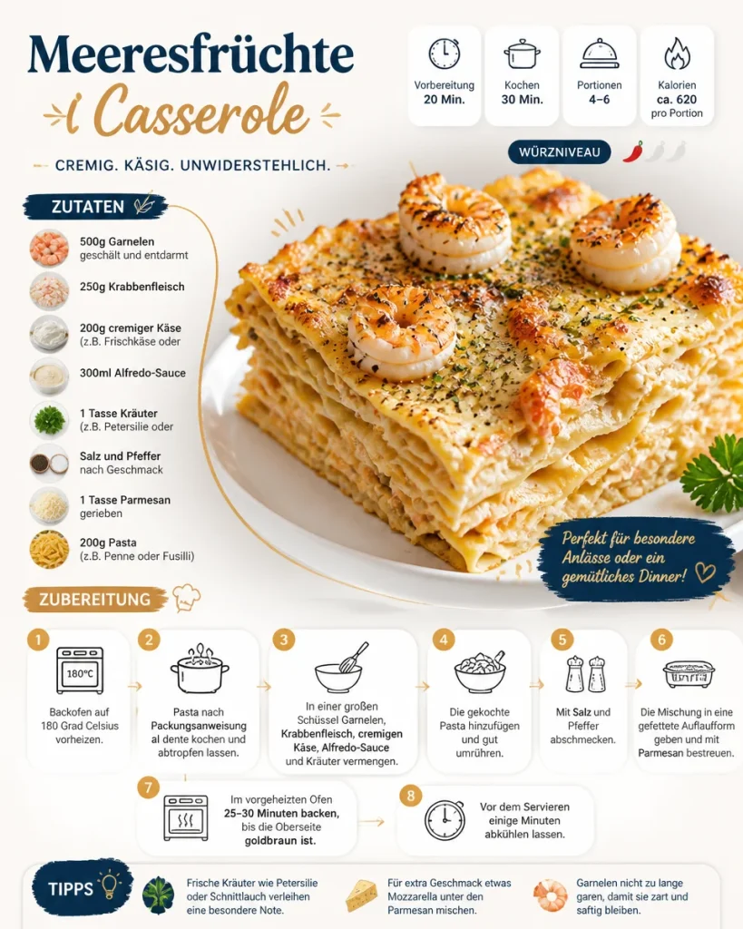 Leckere Meeresfrüchte-Casserole mit frischen Zutaten und Gewürzen