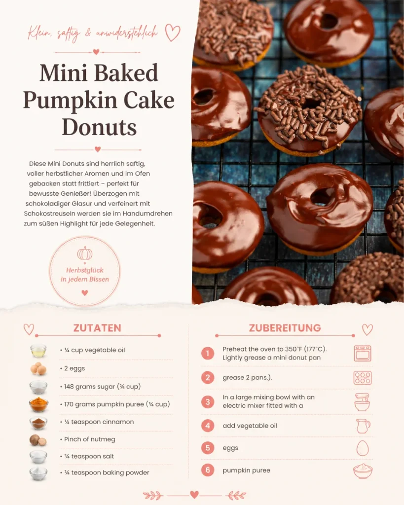 Mini gebackene Kürbiskuchen-Donuts mit Zuckerglasur auf einem Teller