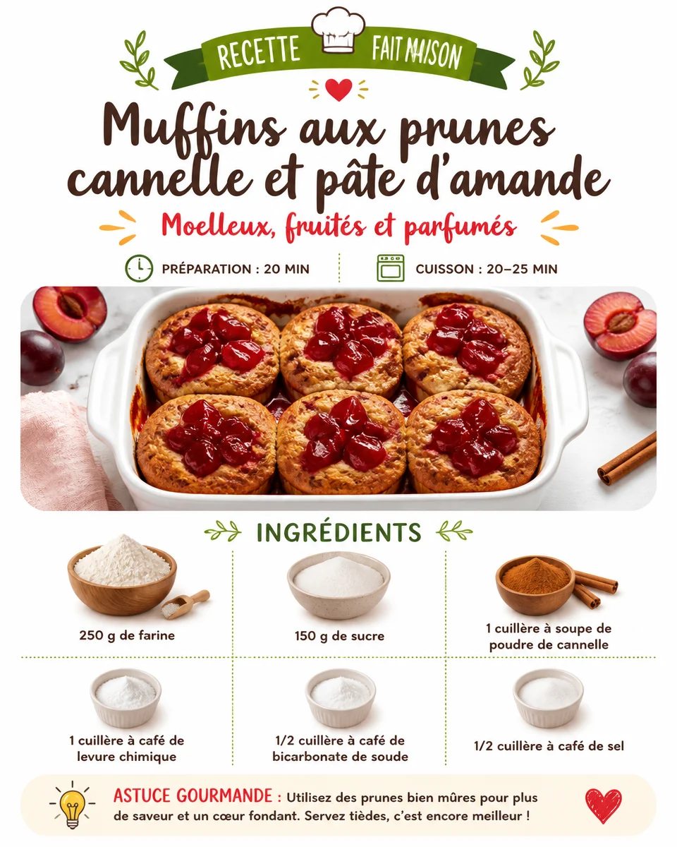 Pflaumen-Zimt-Muffins mit Marzipan auf einem Teller, dekoriert mit Zimt