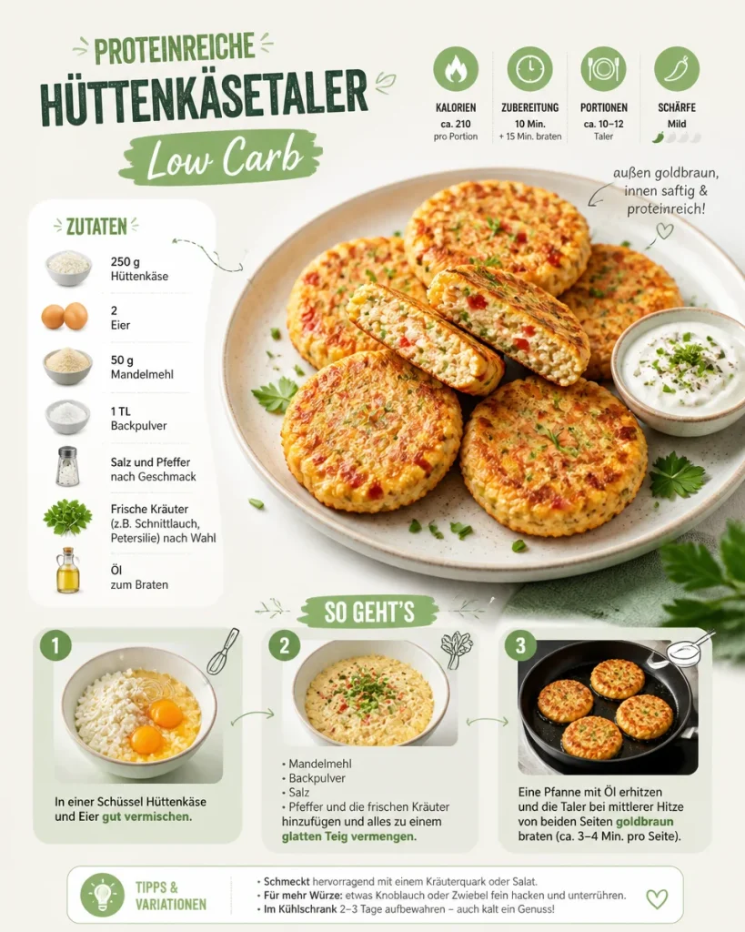 Proteinreiche Hüttenkäsetaler für eine Low Carb Ernährung