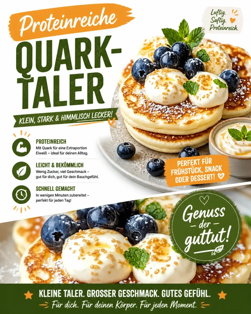 Leckere proteinreiche Quark-Taler auf einem Teller
