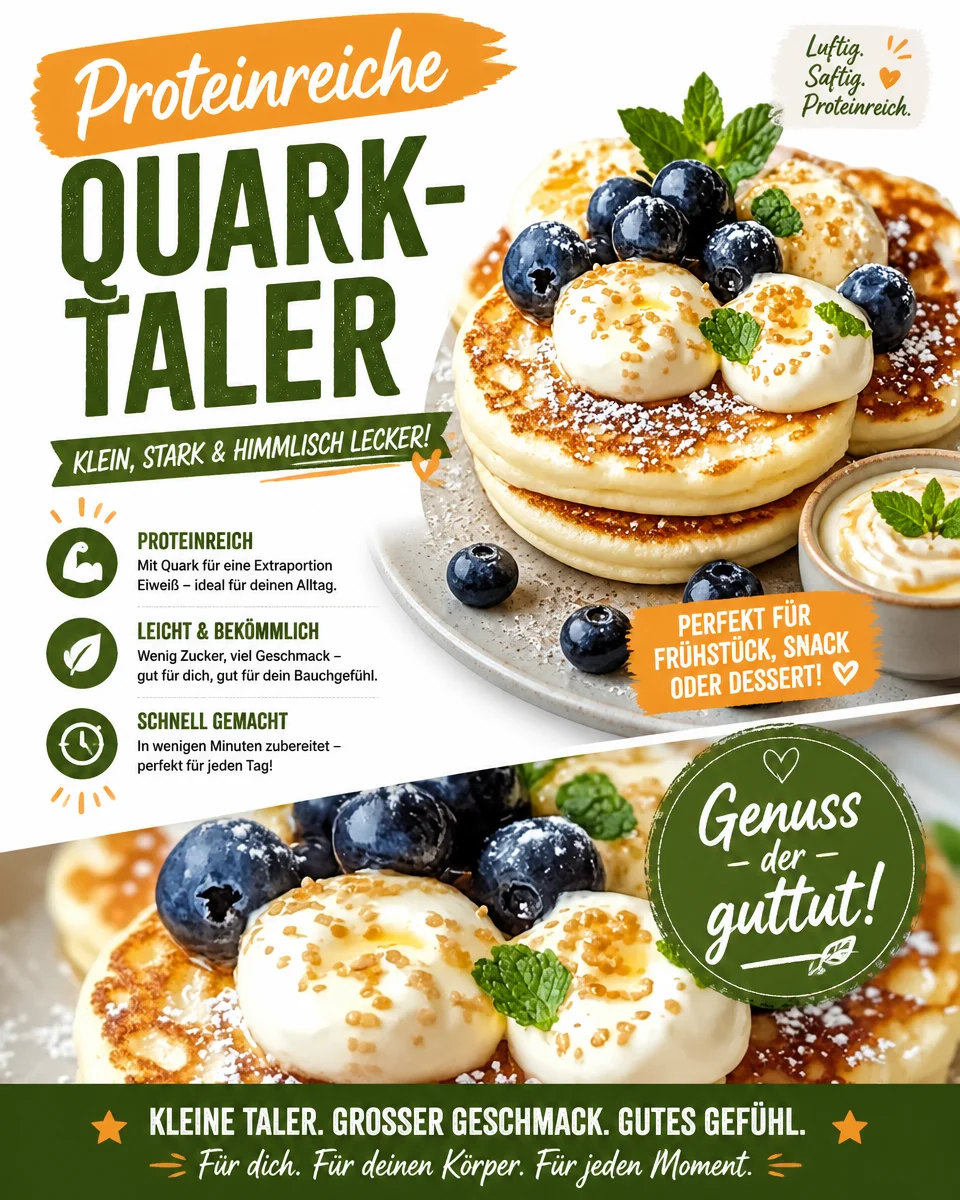 Leckere proteinreiche Quark-Taler auf einem Teller