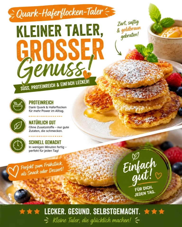 Leckere Quark-Haferflocken-Taler auf einem Teller