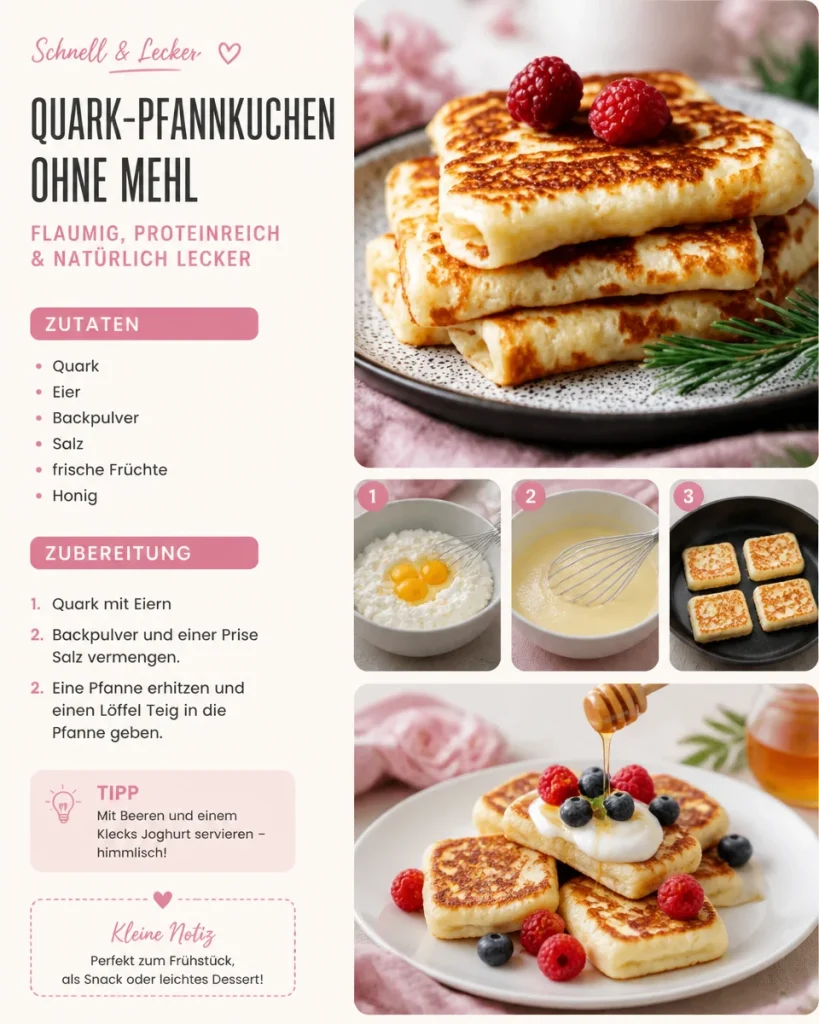 Leckere Quark-Pfannkuchen ohne Mehl, ideal für ein gesundes Frühstück