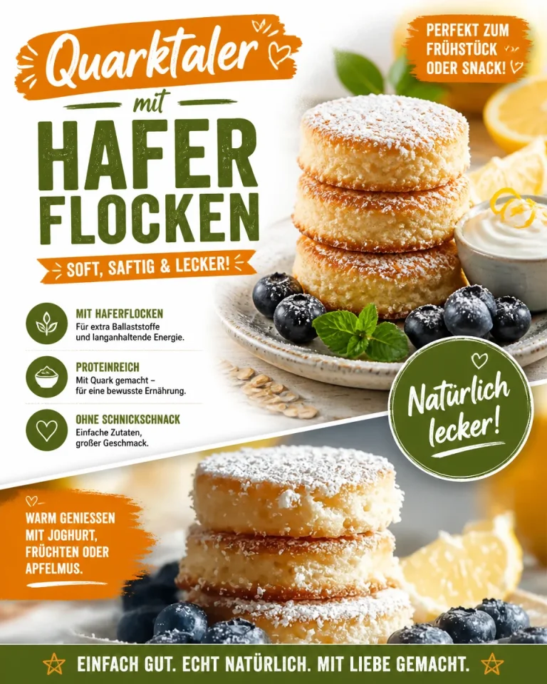 Leckere Quarktaler mit Haferflocken auf einem Teller