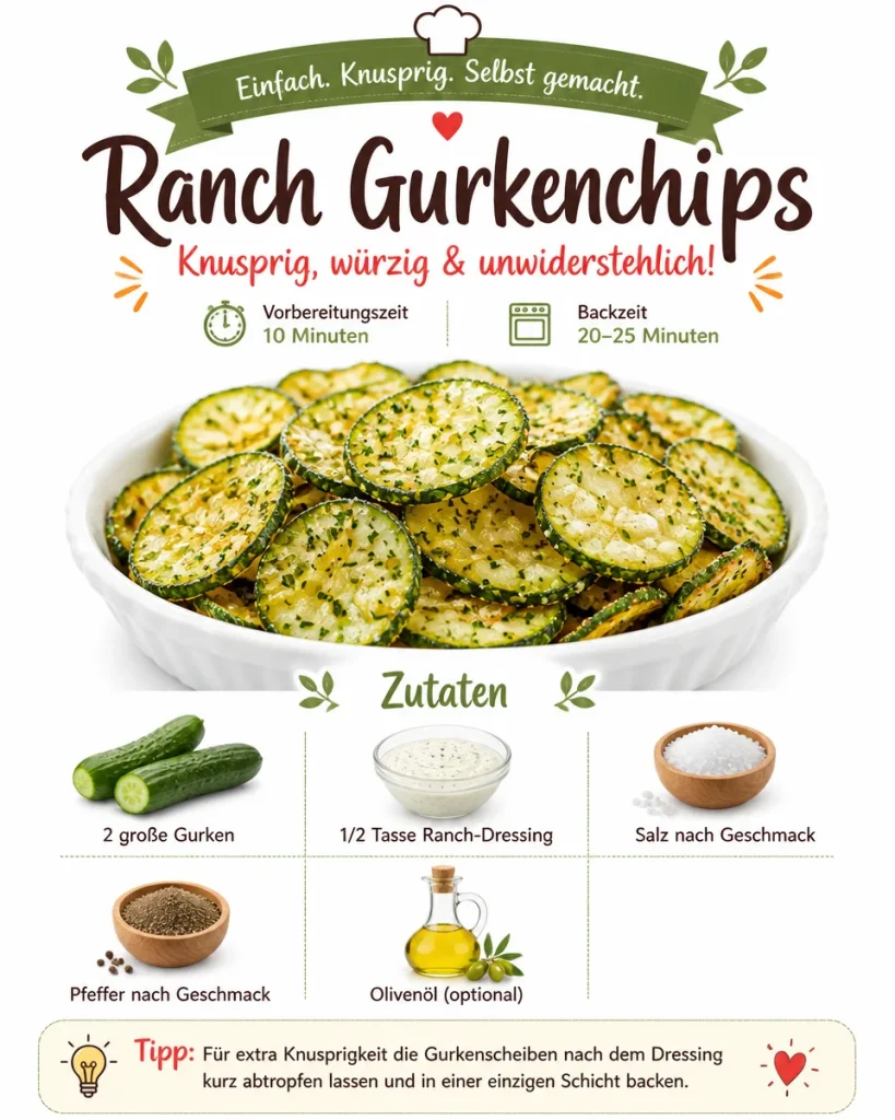 Ranch Gurkenchips in einer Packung, ideal für Snacks und Partys.