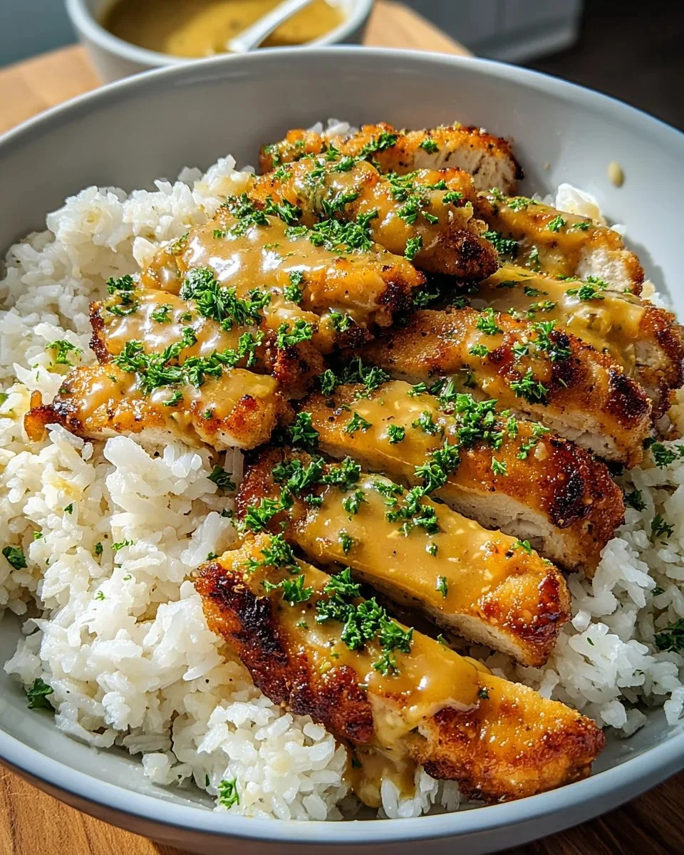 Schnelles Honig Senf Hähnchen mit Reis