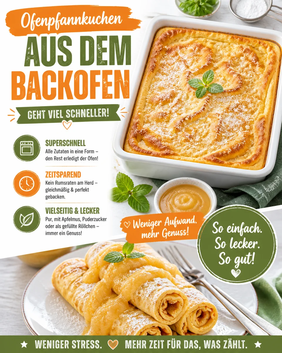 Leckere Ofenpfannkuchen auf einem Teller serviert