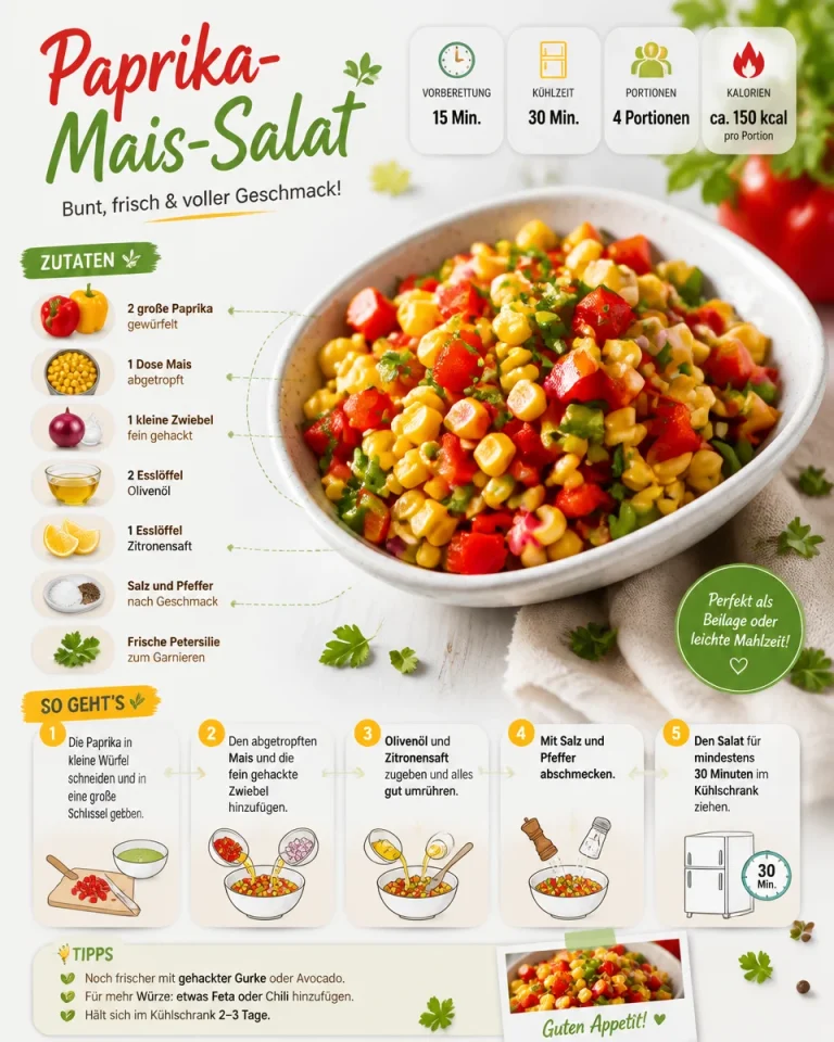 Leckerer Paprika-Mais-Salat mit buntem Gemüse und frischen Zutaten