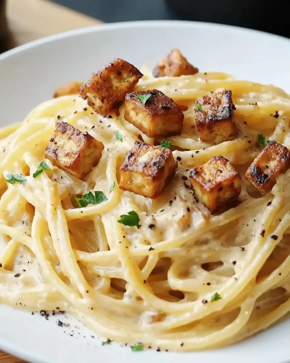 Carbonara with smoked tofu - best recipe in 20 minutes