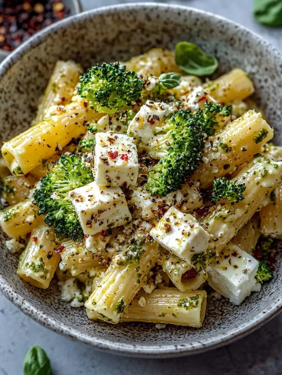 Gebackene Pasta mit Feta und Brokkoli