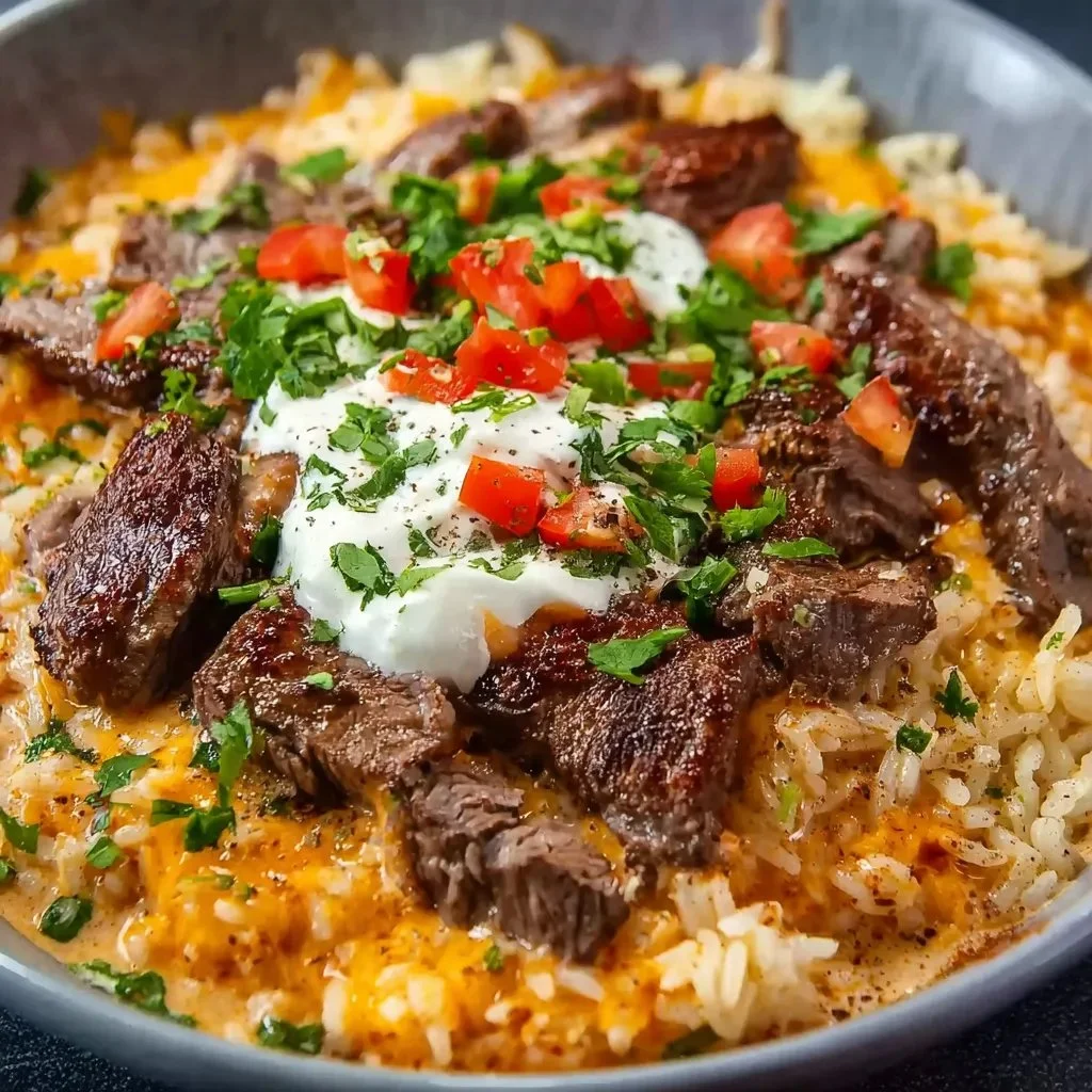 Steak-Queso-Reisschüssel